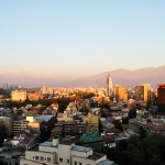 Sun setting on Santiago, facing the Andes